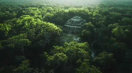 Ancient Mayan Pyramid Hidden Deep Within Lush Green Jungle