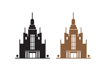 Obraz premium House building silhouettes with white background and color vector illustration