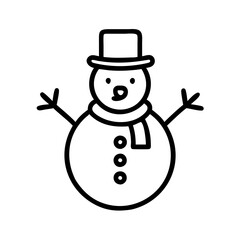 snowman icon, snowman line art - simple line art of snowman, perfect for snowman logos and icons