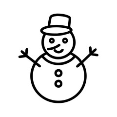 snowman icon, snowman line art - simple line art of snowman, perfect for snowman logos and icons