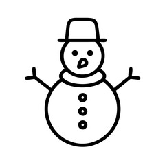 snowman icon, snowman line art - simple line art of snowman, perfect for snowman logos and icons