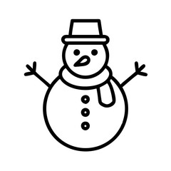 snowman icon, snowman line art - simple line art of snowman, perfect for snowman logos and icons