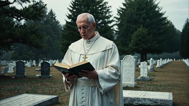 The priest is reading a prayer while sending the body to burial