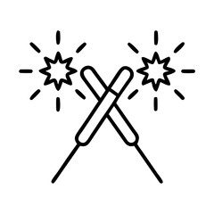 sparklers icon, sparklers line art - simple line art of sparklers, perfect for sparklers logos and icons