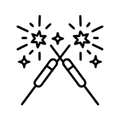 sparklers icon, sparklers line art - simple line art of sparklers, perfect for sparklers logos and icons