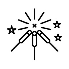 sparklers icon, sparklers line art - simple line art of sparklers, perfect for sparklers logos and icons
