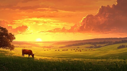 Serene Heifer in Lush Pastures