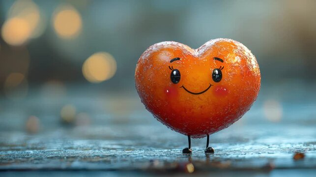 Heart shaped charry in rain