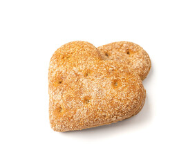 Oatmeal Bun in the Shape of a Heart Isolated, Gluten Free Flat Finnish Bread Roll