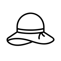 sun hat icon, sun hat line art - simple line art of sun hat, perfect for sun hat logos and icons