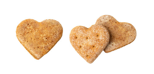 Oatmeal Bun in the Shape of a Heart Isolated, Gluten Free Flat Finnish Bread Roll