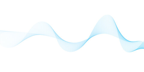 Abstract soft blue wave lines dynamic flowing colorful light isolated background. Vector illustration.