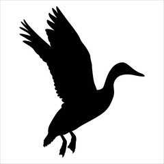 Farm Animal Duck Silhouette Vector Illustration