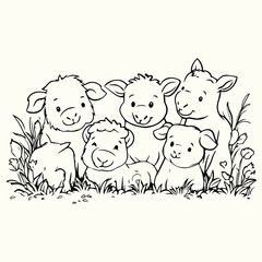 Farm Animal Line Art Drawings Simple and Detailed Sketches of Livestock and Barnyard Animals for Art and Design