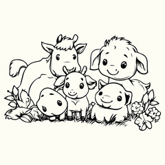Farm Animal Line Art Drawings Simple and Detailed Sketches of Livestock and Barnyard Animals for Art and Design