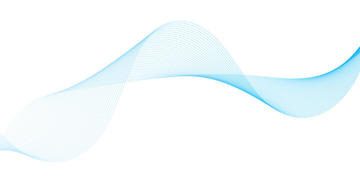 Abstract soft blue wave lines dynamic flowing colorful light isolated background. Vector illustration.