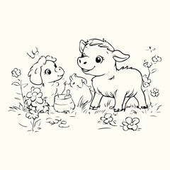 Farm Animal Line Art Drawings Simple and Detailed Sketches of Livestock and Barnyard Animals for Art and Design