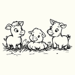 Farm Animal Line Art Drawings Simple and Detailed Sketches of Livestock and Barnyard Animals for Art and Design