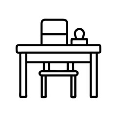teacher s desk icon, teacher s desk line art - simple line art of teacher s desk, perfect for teacher s desk logos and icons