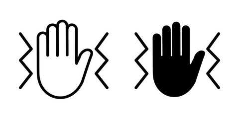 Hand vibration icon, anti-vibration sign in line and solid style, stabilization symbol