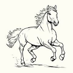 A Detailed Line Art Drawing of a Horse in Motion, Capturing its Grace and Energy