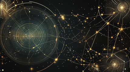 Obraz premium Abstract background with Colorful circle lines. Digital future technology . Abstract business connection of lines from nodes innovation of communication in the network.