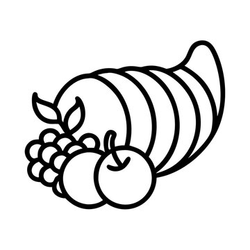 recommend clip art: thanksgiving cornucopia icon, thanksgiving cornucopia line art - simple line art of thanksgiving cornucopia, perfect for thanksgiving cornucopia logos and icons
