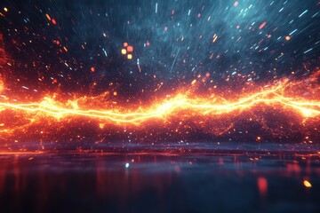 A stylized lightning bolt striking a promotional message, with glowing lines and abstract light patterns radiating from the center, creating a powerful and electrifying visual.