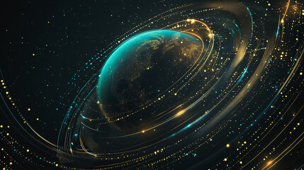 Obraz premium Abstract background with Colorful circle lines. Digital future technology . Abstract business connection of lines from nodes innovation of communication in the network.