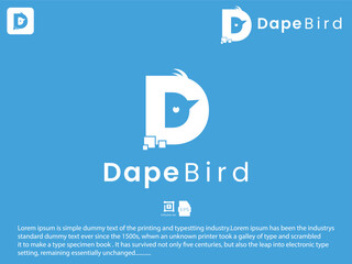 D letter bird combination logo 