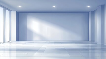 A minimalistic, empty room with large windows and smooth flooring, ideal for various uses.