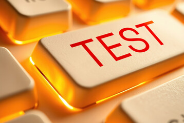 TEST inscription text words on a keyboard key