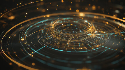 Obraz premium Abstract background with Colorful circle lines. Digital future technology . Abstract business connection of lines from nodes innovation of communication in the network.