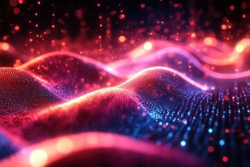 A stylized wave of sound echoing around a brand logo, with glowing lines and abstract patterns creating a dynamic and energetic visual effect.