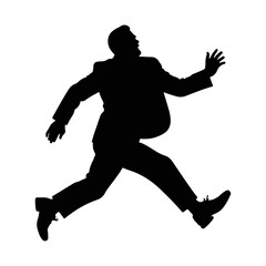 Businessman running pose silhouette