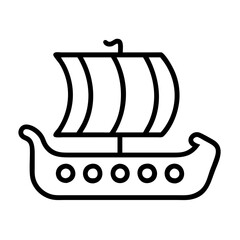 viking ship icon, viking ship line art - simple line art of viking ship, perfect for viking ship logos and icons