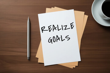 realize goals inscription text words on paper