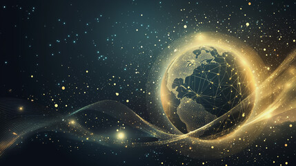 Obraz premium Abstract background with Colorful circle lines. Digital future technology . Abstract business connection of lines from nodes innovation of communication in the network.