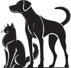dog and cat victor silhouette style.