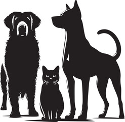 dog and cat victor silhouette style.