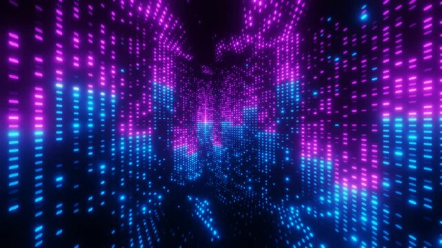 Blue and purple neon cube equalizer dots vj loop