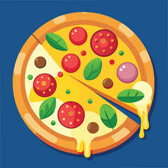 Delicious Pizza Food Vector Illustration: Fresh, Tasty Pizza Design on White Background