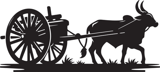 Fototapeta premium bullock cart silhouette victor design .