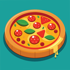 Delicious Pizza Food Vector Illustration: Fresh, Tasty Pizza Design on White Background