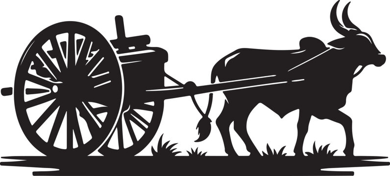 bullock cart silhouette victor design .