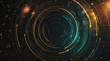 Abstract  background with Colorful circle lines. Digital future technology . Abstract business connection of lines from nodes innovation of communication in the network.