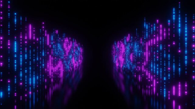 Blue and purple neon dots abstract equalizer tunnel vj loop