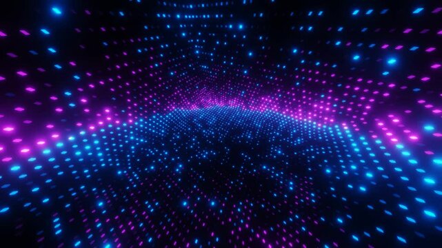 Blue and purple neon cube dots abstract vj loop