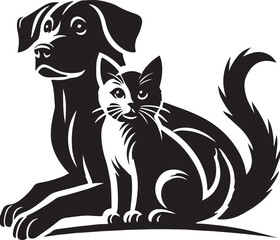 dog and cat love pose silhouette victor design.