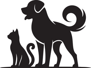 dog and cat love pose silhouette victor design.